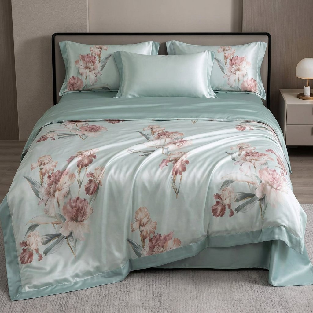 Serena Bloom 100% Mulberry Silk 22 Momme Duvet Cover Set