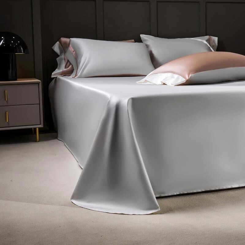 Silk & Cotton Luxe Contrast Duvet Cover Set – White & Pink
