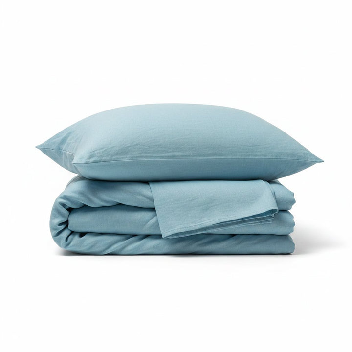 Sky Blue 100% Linen Bedding Set