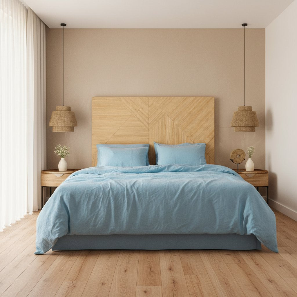 Sky Blue 100% Linen Bedding Set