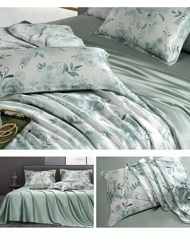 Tranquil Meadow 100% Mulberry Silk 22mm Duvet Cover Set