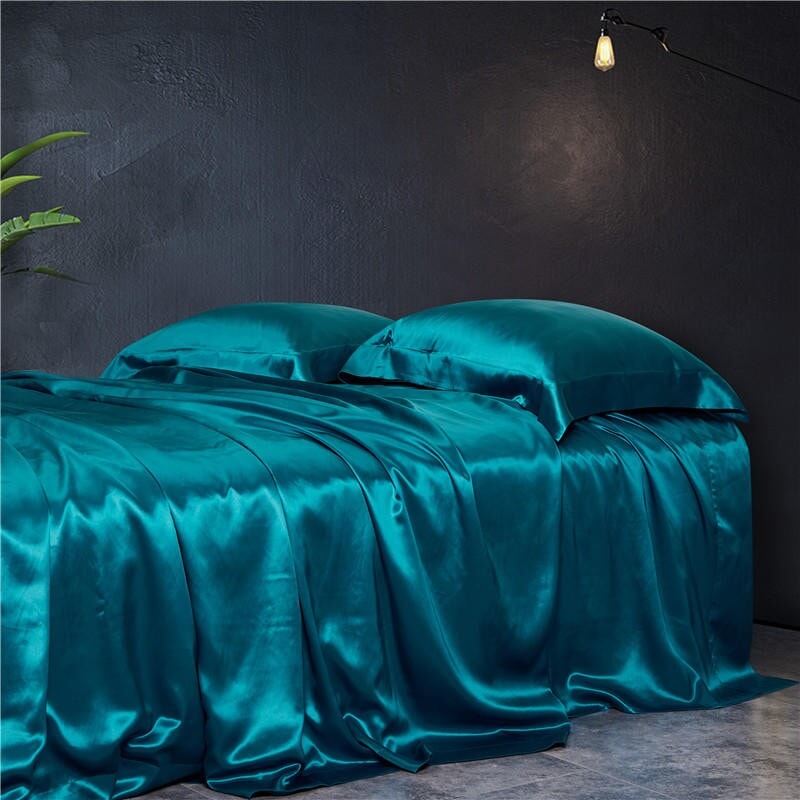 Turquoise 25 Momme Mulberry Silk Bedding Set