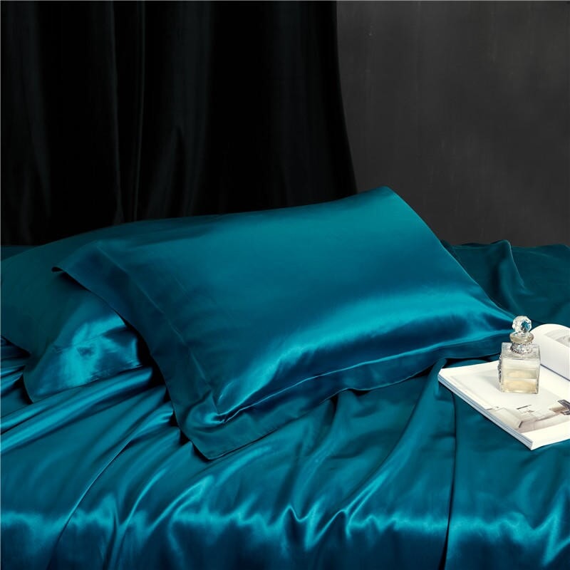 Turquoise 25 Momme Mulberry Silk Bedding Set
