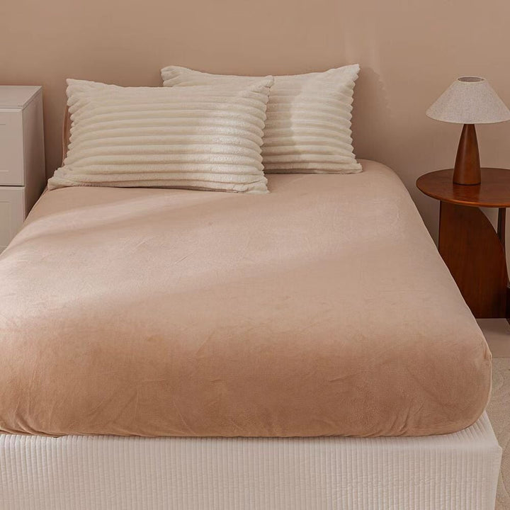 White & Brown Fluffy Ribbed Duvet Cover Set
