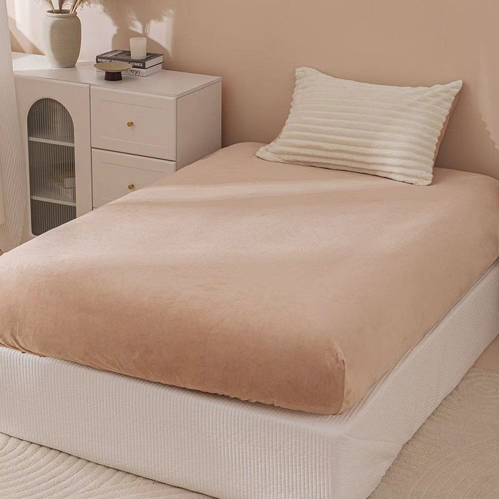White & Brown Fluffy Ribbed Duvet Cover Set