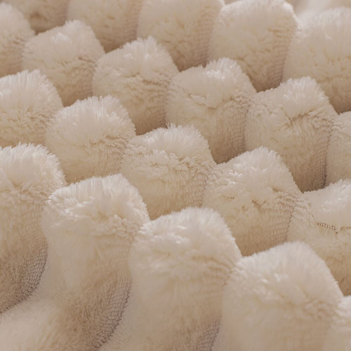 White & Brown Fluffy Ribbed Duvet Cover Set