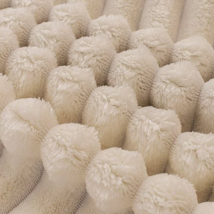 White & Grey Fluffy Ribbed Duvet Cover Set