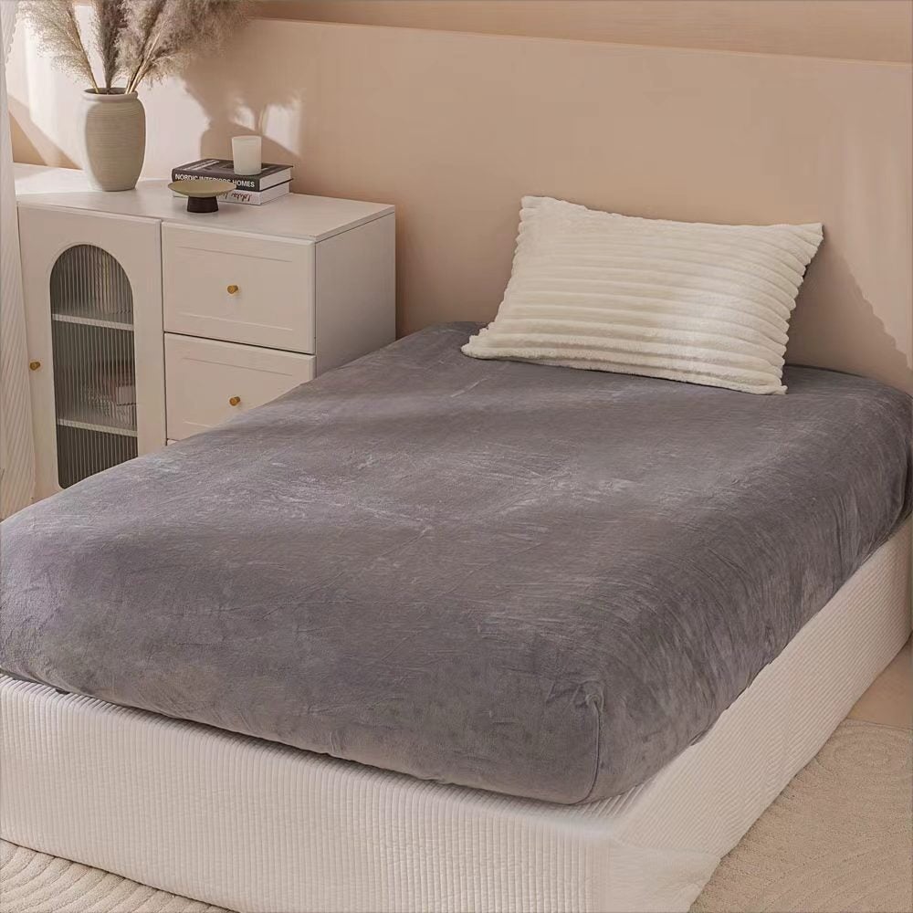 White & Grey Fluffy Ribbed Duvet Cover Set