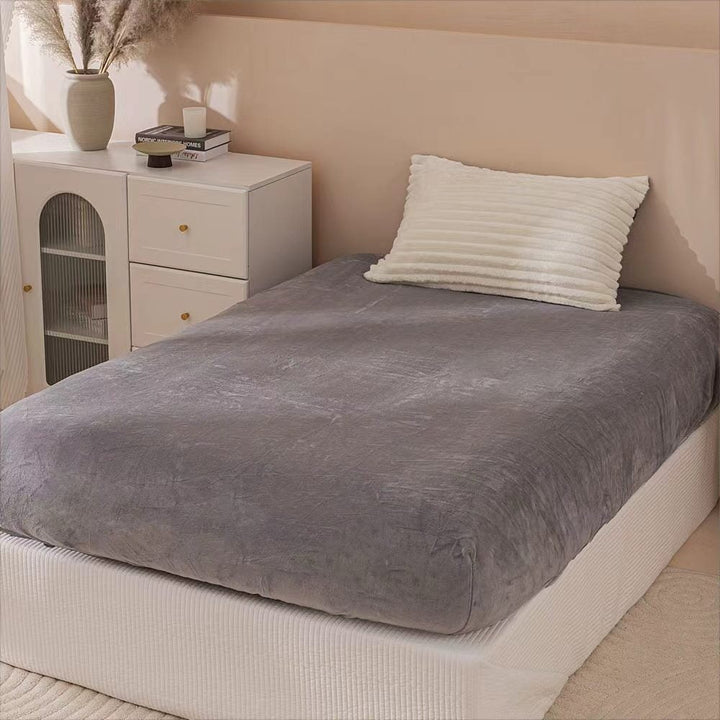 White & Grey Fluffy Ribbed Duvet Cover Set
