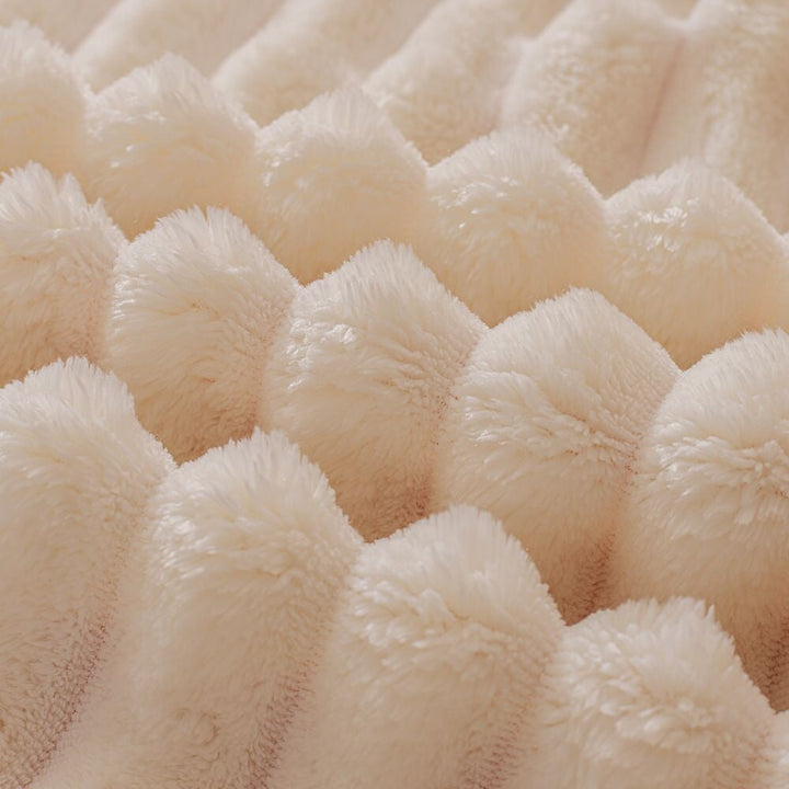White & Pink Fluffy Ribbed Duvet Cover Set