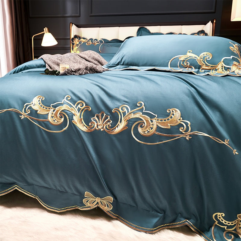 Alexandra Blue Luxury Duvet Cover Set (1000 TC) Duvet Covers Roomie Design 