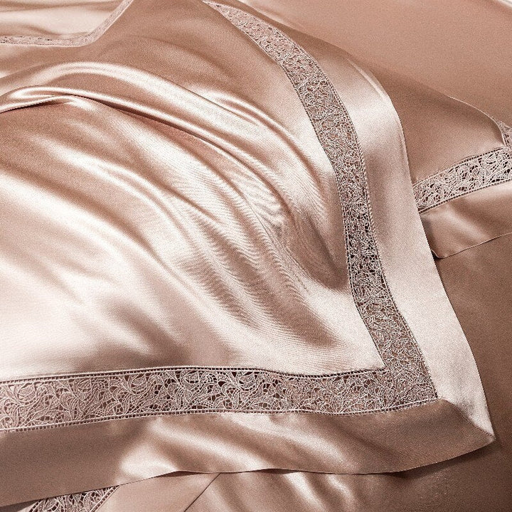 Annabelle Pink Lace Luxury Duvet Cover Set (1000 TC) Bedding Roomie Design 