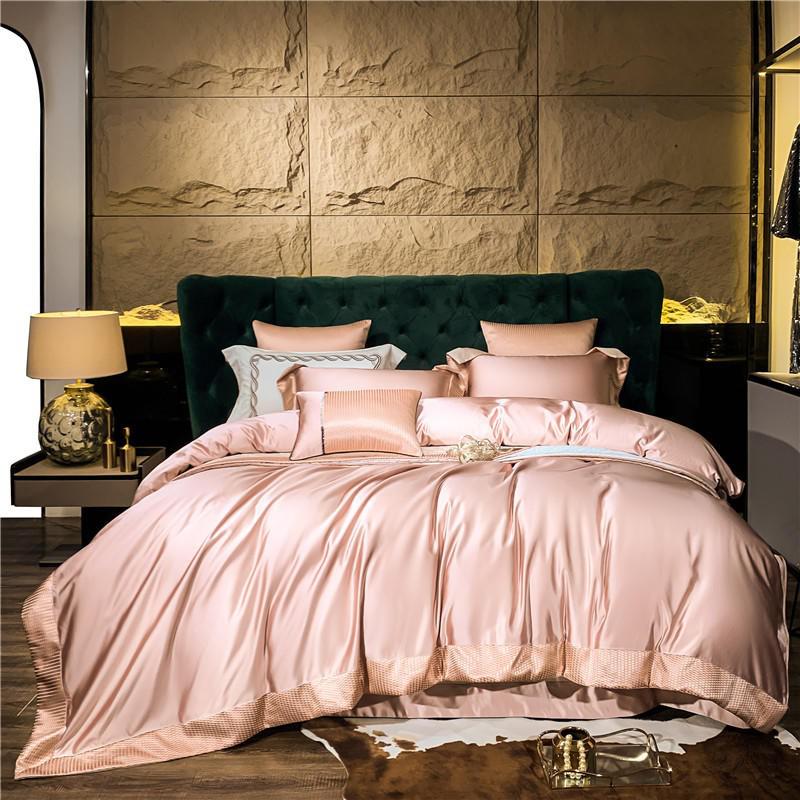 Artisan Luxury Duvet Cover Set (Egyptian Cotton, 1200 TC) Bedding Roomie Design Double: 200x200 cm 4 Piece Set Pink