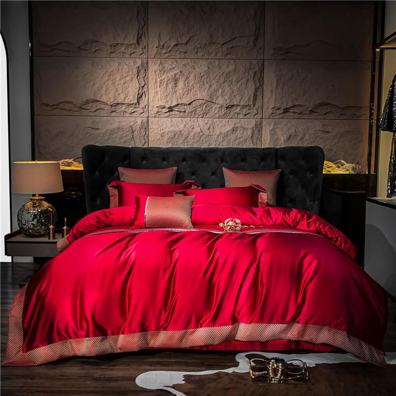 Artisan Luxury Duvet Cover Set (Egyptian Cotton, 1200 TC) Bedding Roomie Design Double: 200x200 cm 4 Piece Set Red