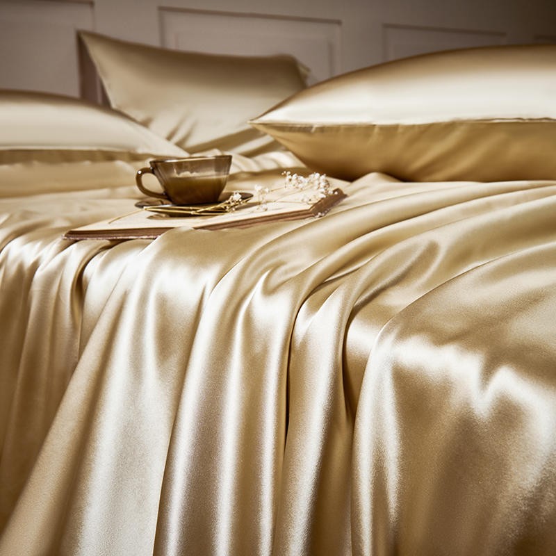 Arya Gold 25 Momme Mulberry Silk Duvet Cover Set Luxury Designer ...
