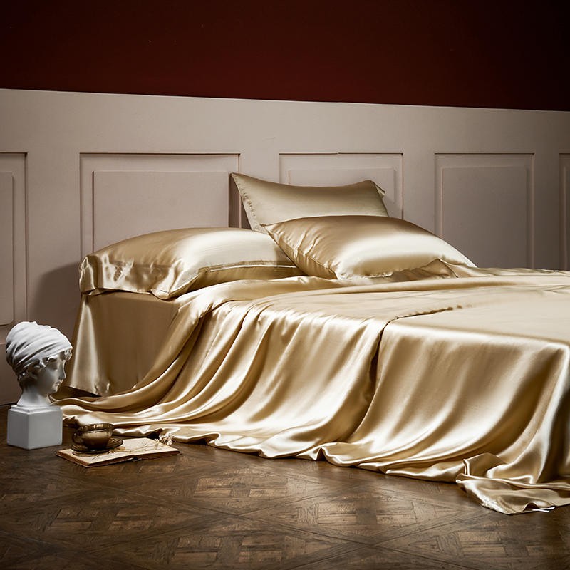 Arya Gold 25 Momme Mulberry Silk Duvet Cover Set Luxury Designer ...