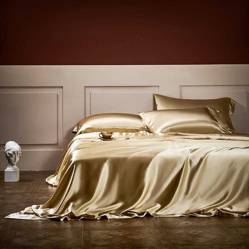 Arya Gold 25 Momme Mulberry Silk Duvet Cover Set Bedding Roomie Design 