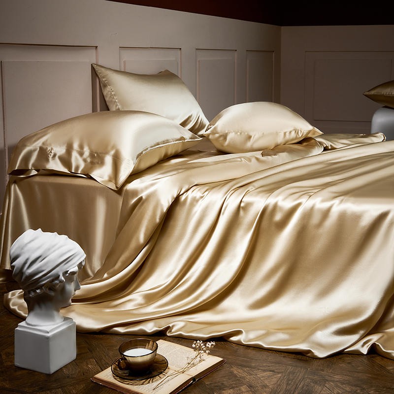 Arya Gold Mulberry Silk Pillowcase Pair