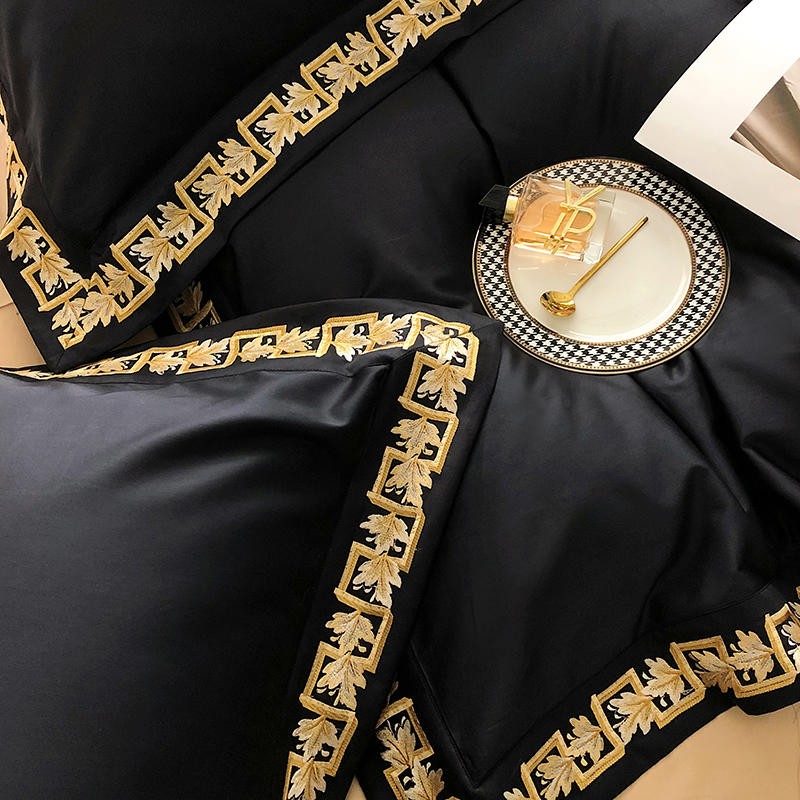 Baroque Black Duvet Cover Set (Egyptian Cotton, 1000 TC) Bedding Roomie Design 