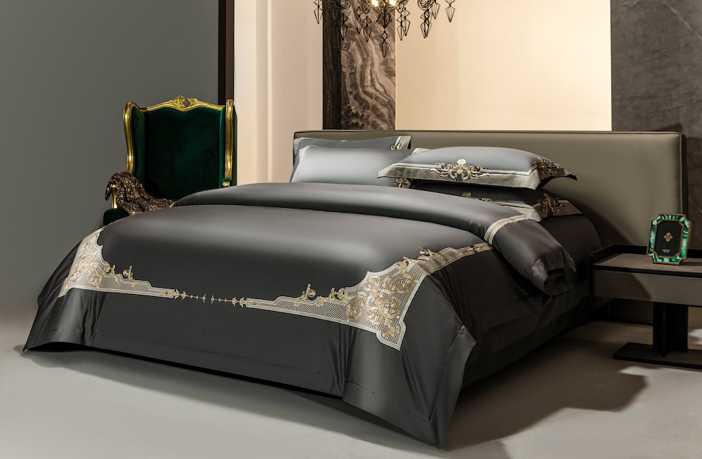 Cleopatra Grey Duvet Cover Set | Luxury Designer Bedding Set | Roomie ...