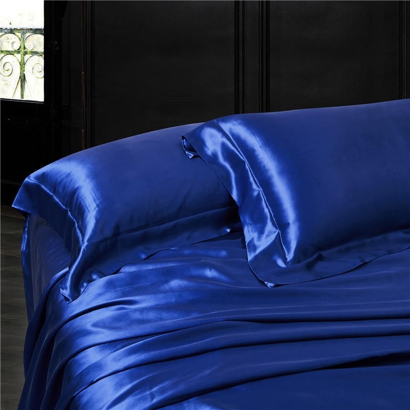 Electric Blue 25 Momme Mulberry Silk Bedding Set