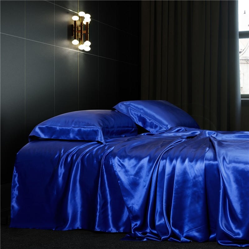 Electric Blue 25 Momme Mulberry Silk Bedding Set