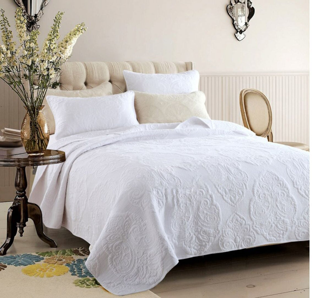 Ericson Cotton Bedspread Set Bedding Roomie Design 230X250 cm 3 Piece Set White