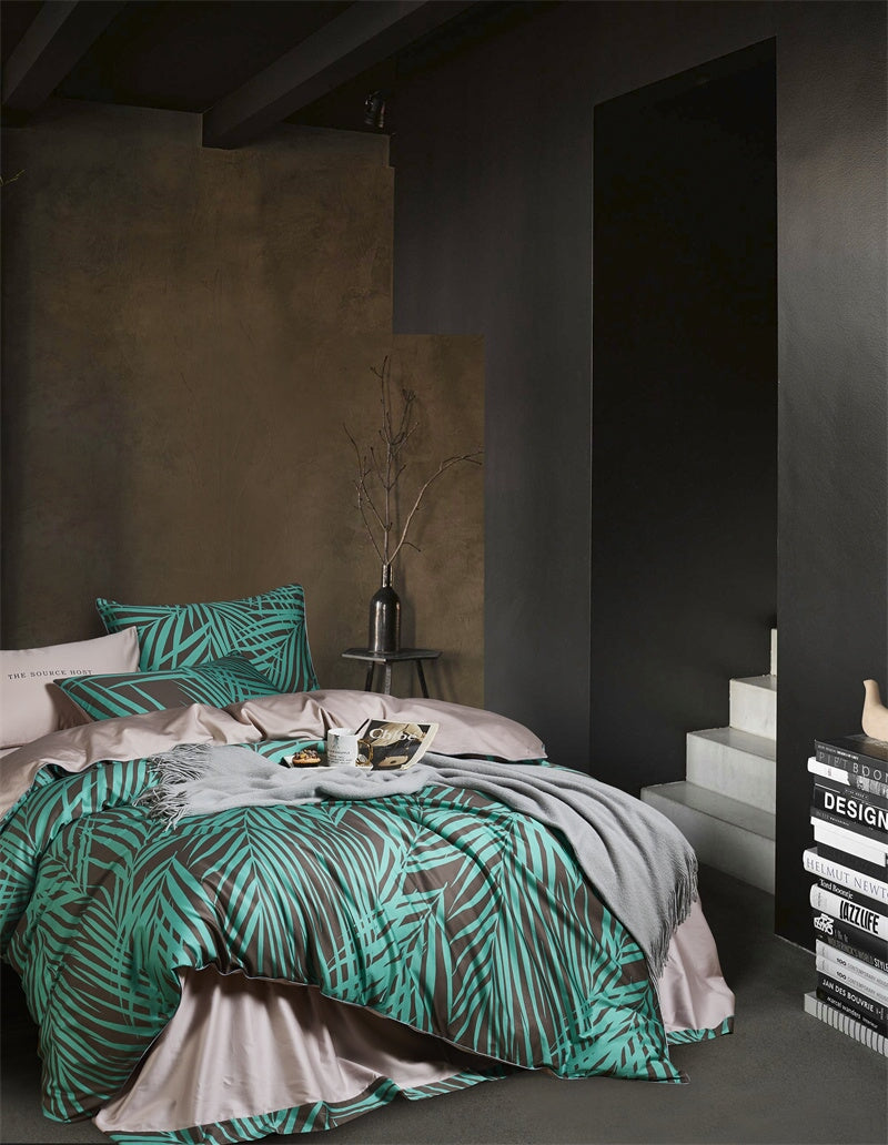 Fern Duvet Cover Set (Egyptian Cotton, 500 TC) Luxury Designer Bedding ...