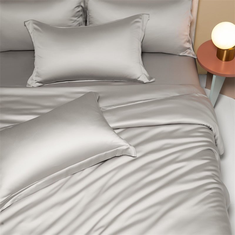 Freya Light Grey Eucalyptus Lyocell Luxury Designer Bedding Set