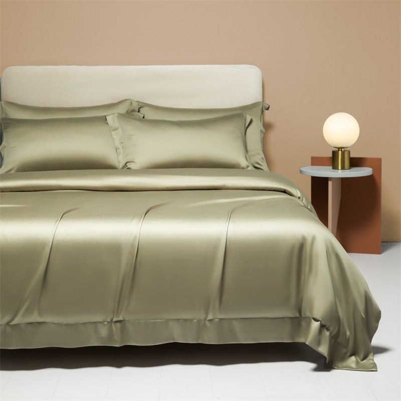 Freya Olive Green Eucalyptus Lyocell Duvet Cover Set Bedding Roomie Design 