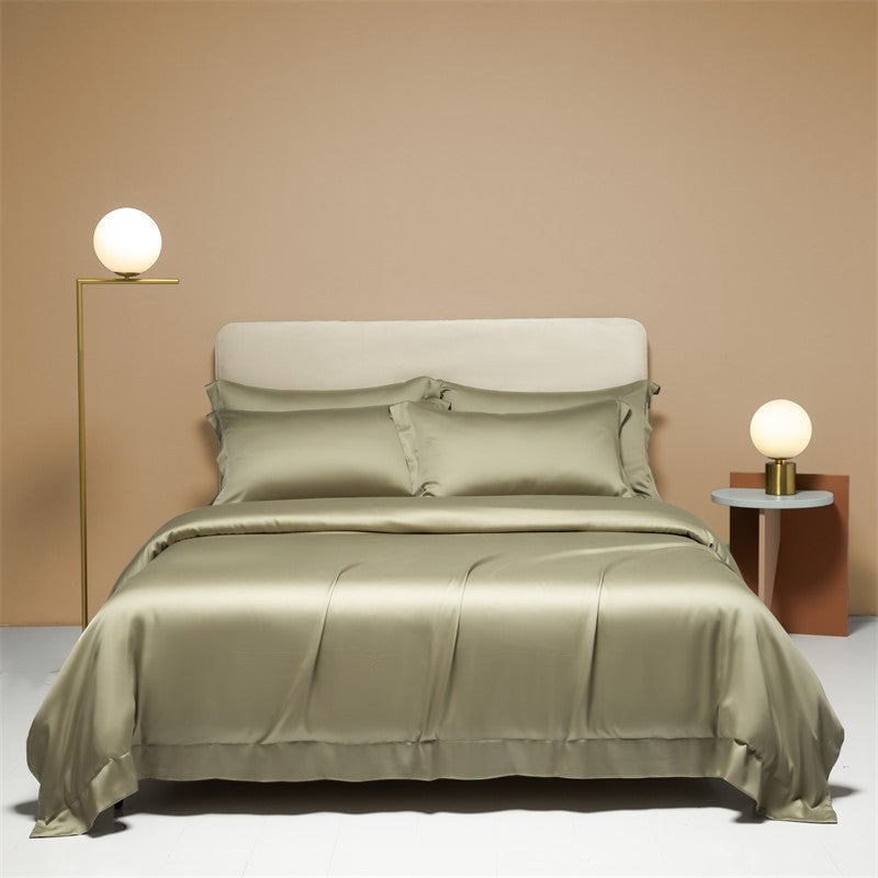 Freya Olive Green Eucalyptus Lyocell Duvet Cover Set Bedding Roomie Design 