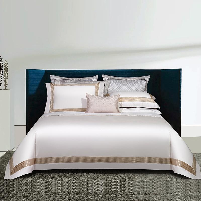 Grandiose White Luxury 1000 TC Duvet Cover Set Bedding Roomie Design Double Flat Bed Sheet 4 Piece Set