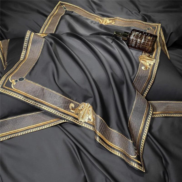 Grigio Premium Embroidered Duvet Cover Set (Egyptian Cotton, 1000 TC) Bedding Roomie Design 