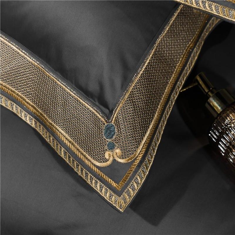 Grigio Premium Embroidered Duvet Cover Set (Egyptian Cotton, 1000 TC) Bedding Roomie Design 