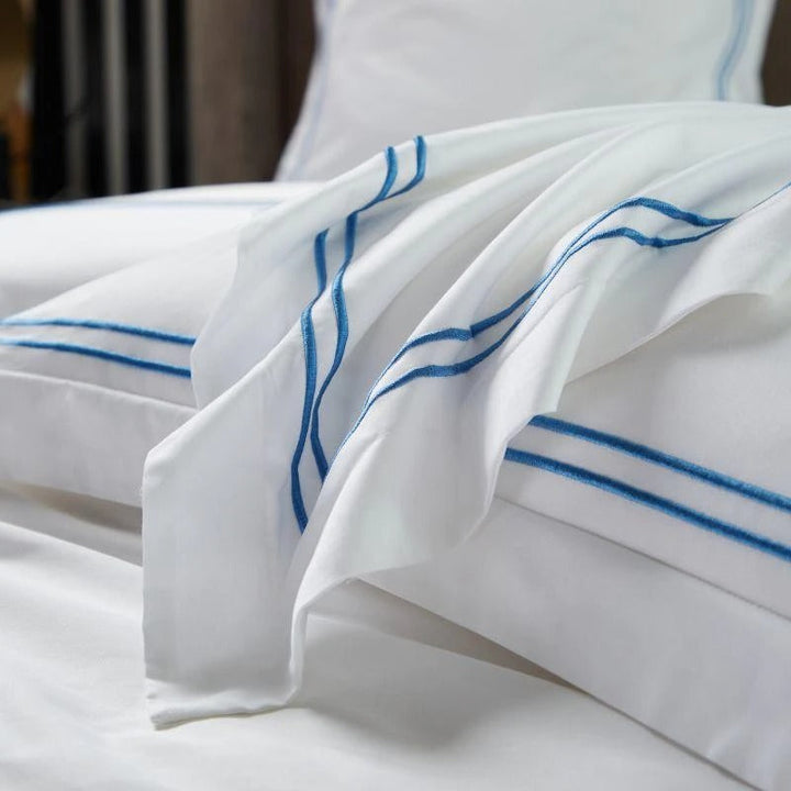 Hotel Classic Blue Stripe 100% Cotton Simple Duvet Cover Set