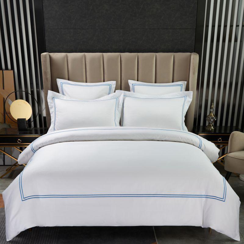 Hotel Classic Blue Stripe 100% Cotton Simple Duvet Cover Set