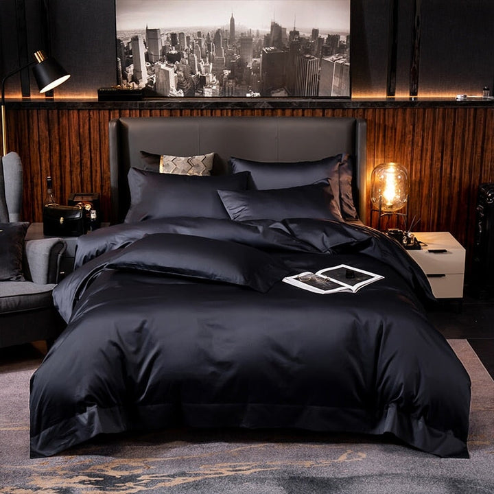 Hotel Lux Black Egyptian Cotton Duvet Cover Set (600 TC) Bedding Roomie Design 