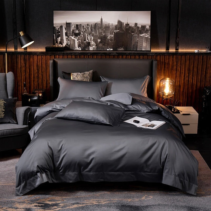 Hotel Lux Grey Egyptian Cotton Duvet Cover Set (600 TC) Bedding Roomie Design 