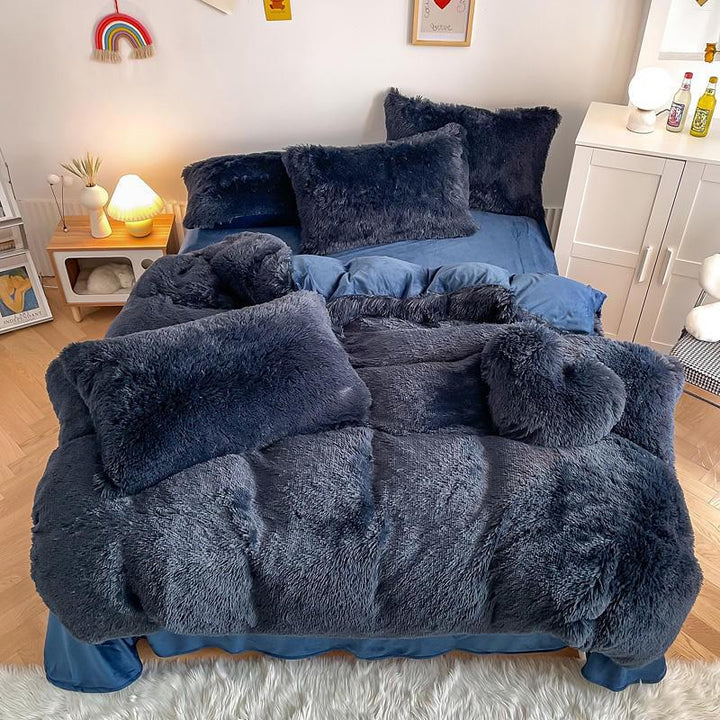 Hug and Snug Fluffy Blue Duvet Cover Set