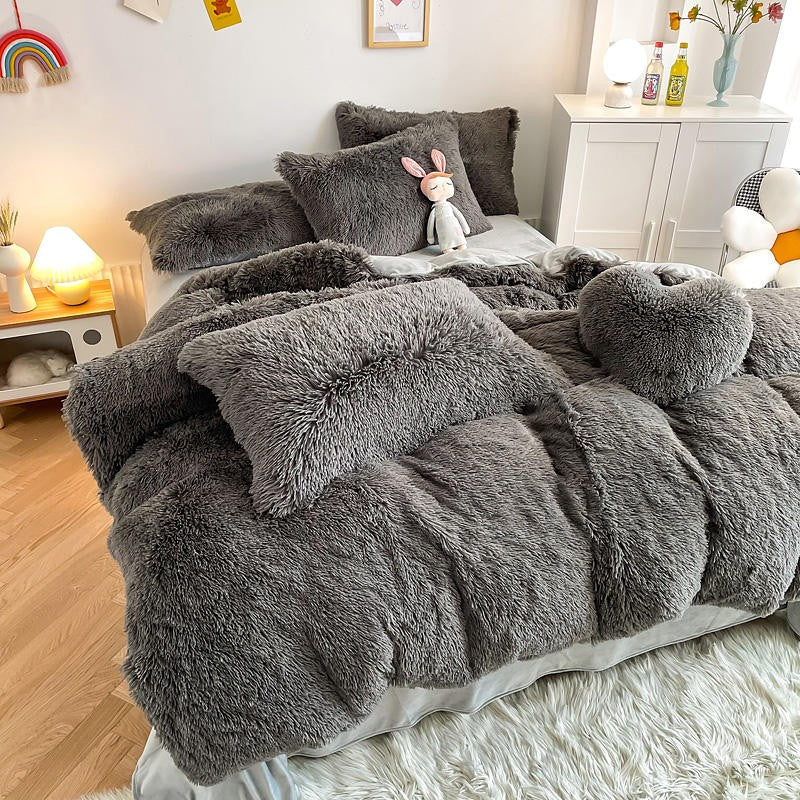 Hug and Snug Fluffy White Duvet Cover Set Winter Fluffy Warm Luxury