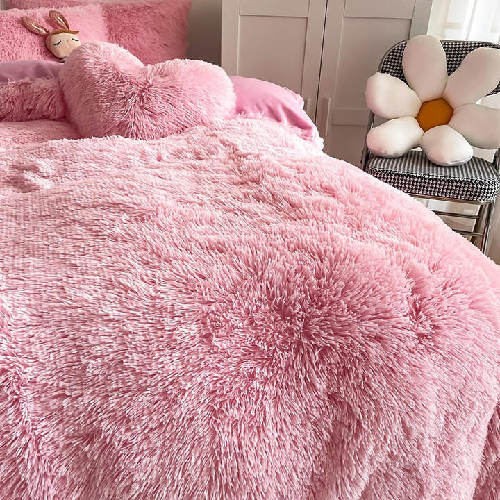 Hug and Snug Fluffy Pink Duvet Cover Set