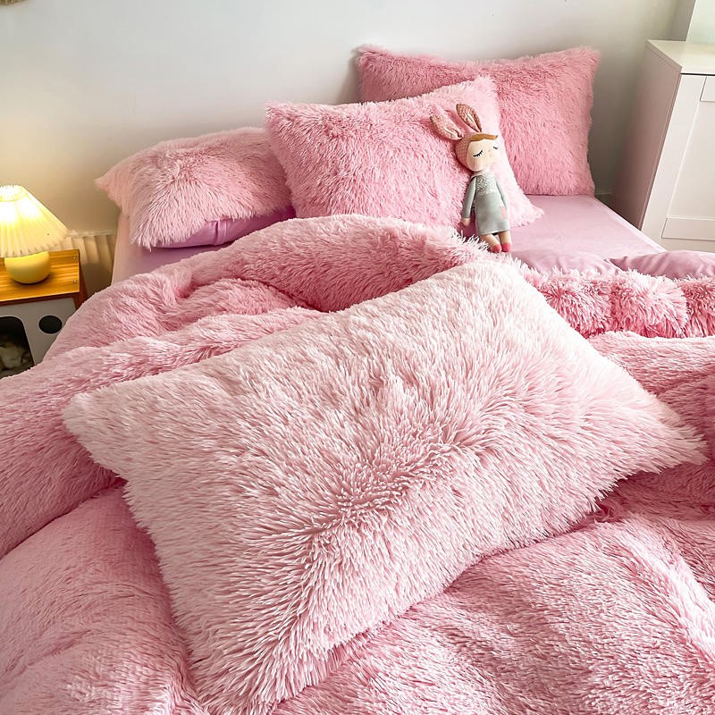 Hug and Snug Fluffy Pink Duvet Cover Set