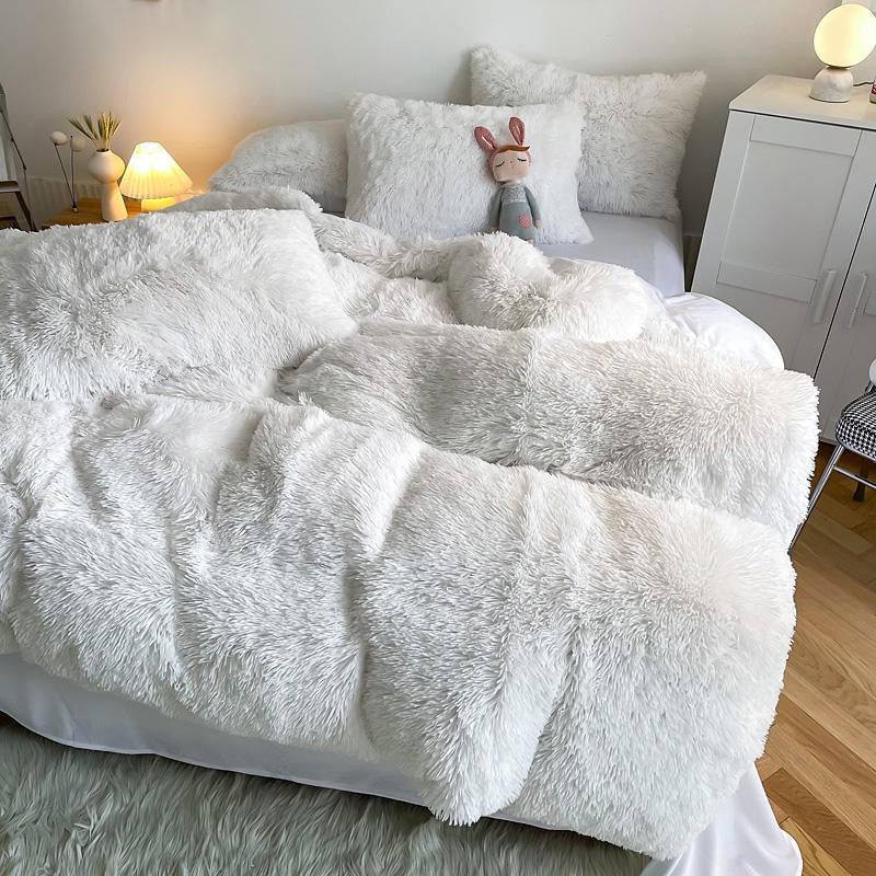 Hug and Snug Fluffy White Duvet Cover Set Bedding Roomie Design 