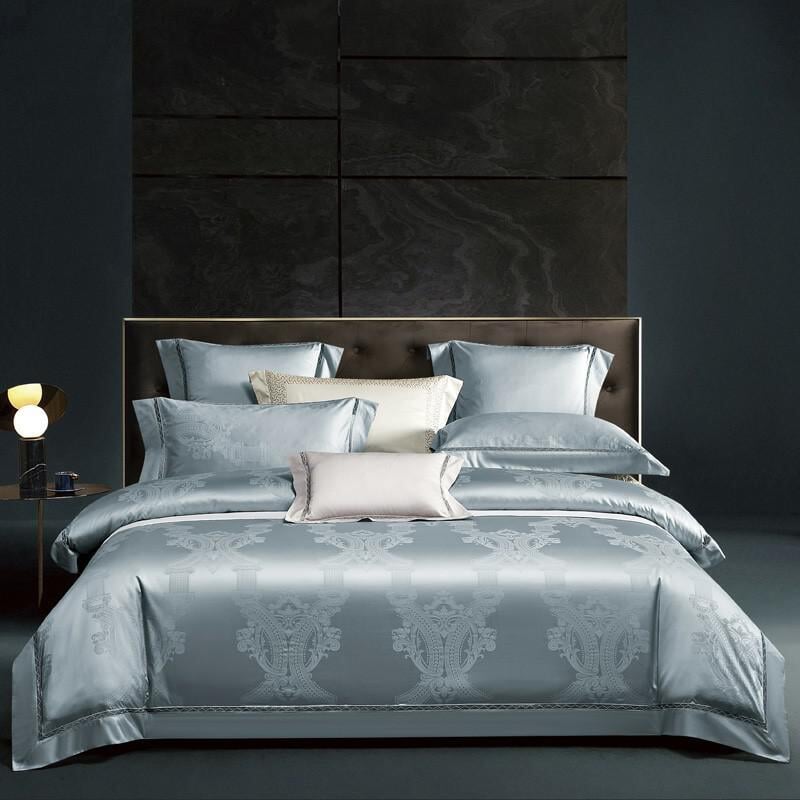 Ice Blue 1000 TC Egyptian Cotton Duvet Cover Set Bedding Roomie Design Double Flat Sheet 4 Piece Set