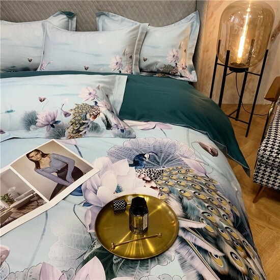 Lotus Blossom Duvet Cover Set (Egyptian Cotton, 500 TC) Duvet Covers Roomie Design 