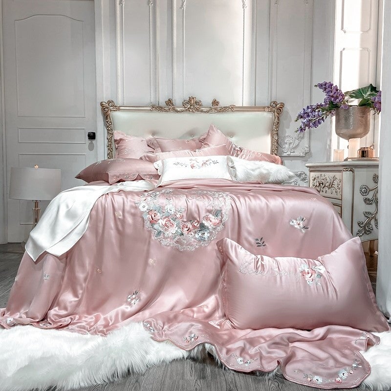 Love Story Pink Silky Lyocell Duvet Cover Set Bedding Roomie Design 