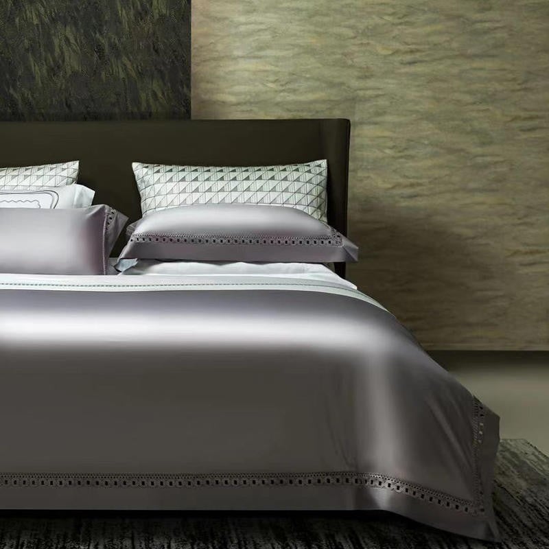 Luxury Links Lilac Grey 1500 TC Egyptian Cotton Duvet Cover Set Bedding Roomie Design 