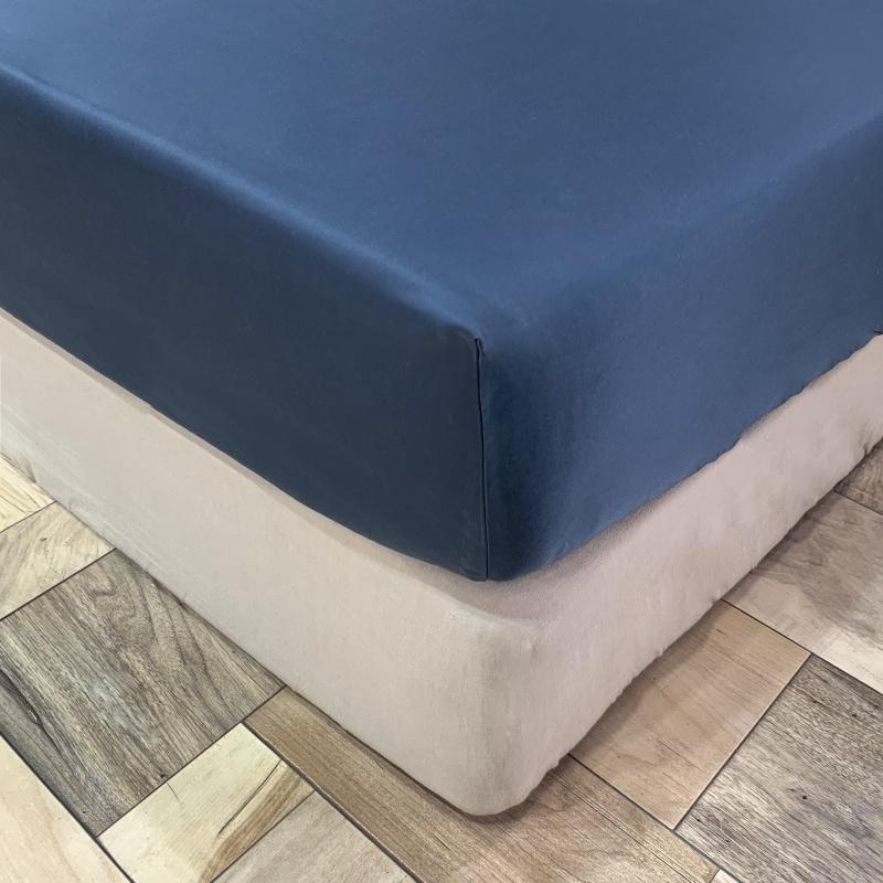Lyocell Dark Blue Fitted 3 Piece Sheet Set Bedding Roomie Design 