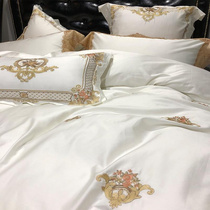 Madeline Golden Embroidery Duvet Cover Set (Egyptian Cotton) Bedding Roomie Design 