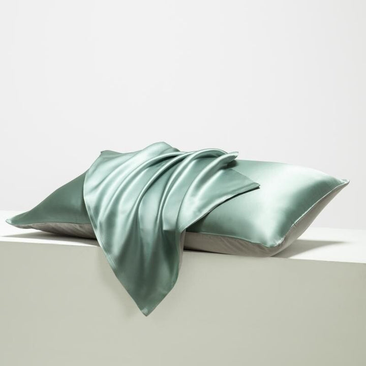 Mulberry Silk Light Green Pillowcase for Hair and Skin (Set of 2)
